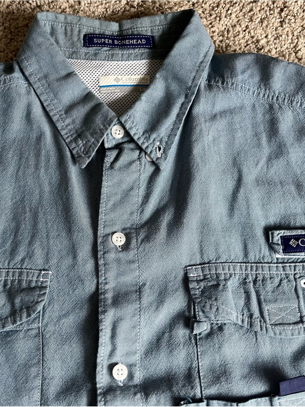 Columbia Men’s Light Blue fishing Button-Down Shirt